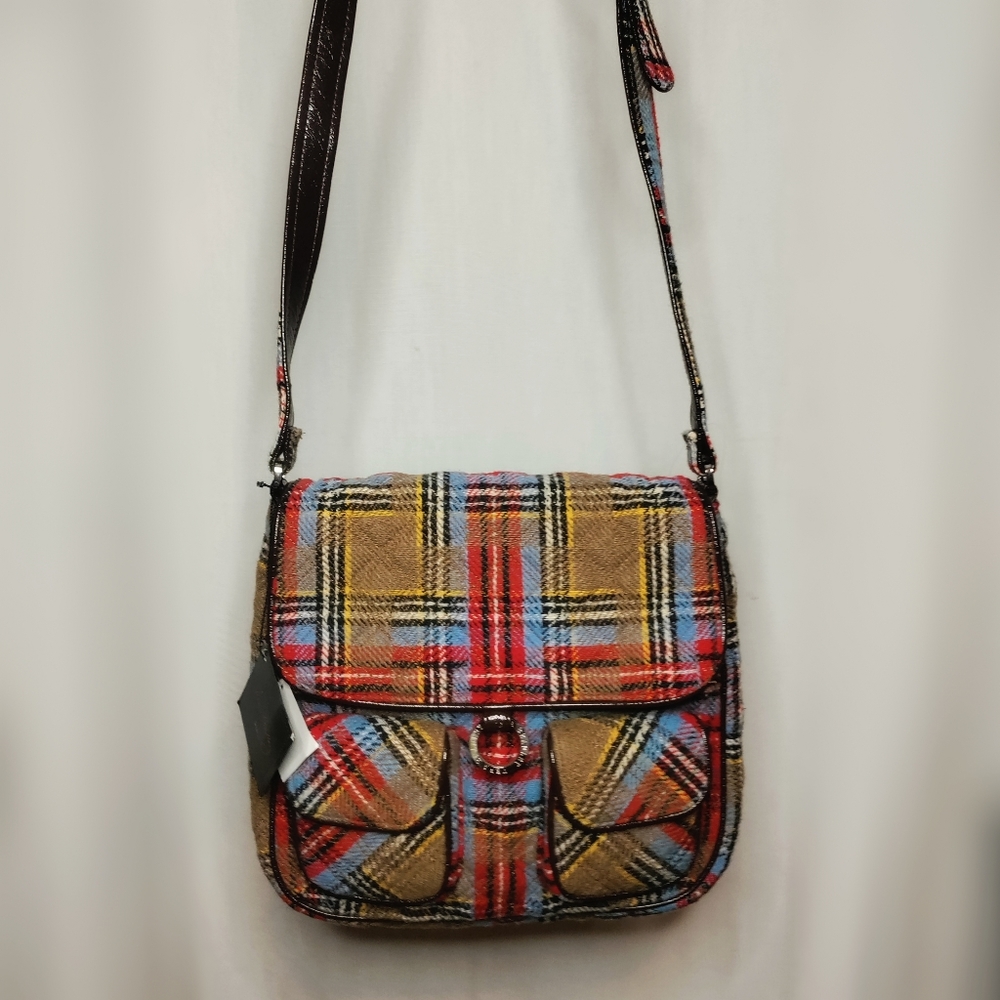 Vera Bradley Patchwork Plaid Saddle Bag New With Tags